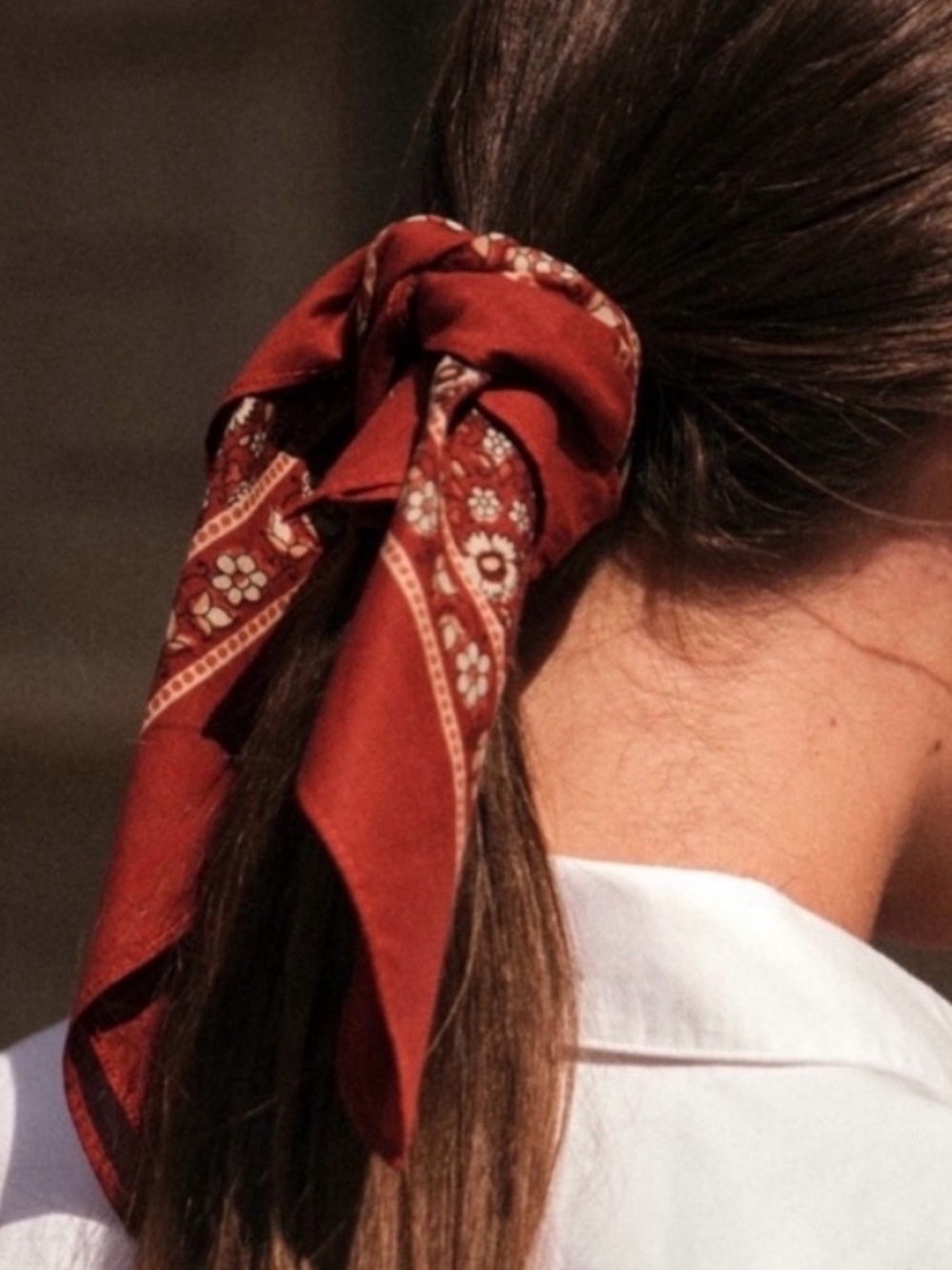 Sezane Floral Red Brown Handkerchief Square Scarf Gaston One Size